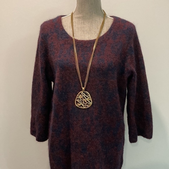 COS Mohair Wool Sweater Dress  Oversized Size Small  Burgundy & Navy - Picture 4 of 12